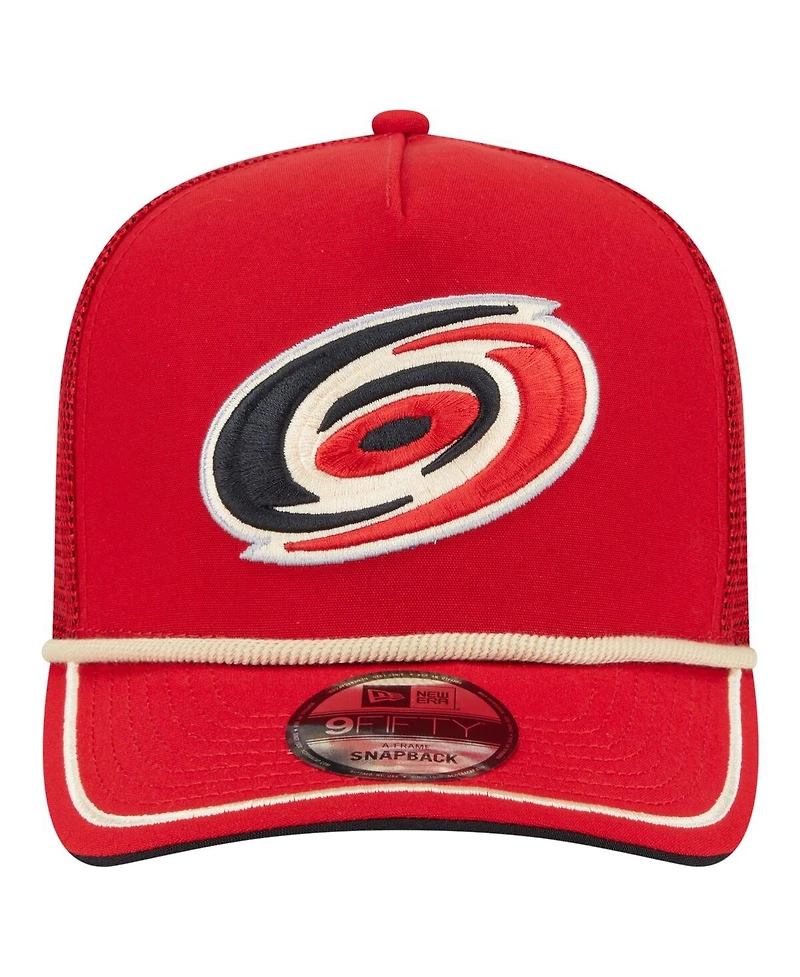New Era Men's Red Carolina Hurricanes Vintage Team Rope A-Frame 9FIFTY Snapback Hat