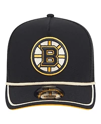 New Era Men's Black Boston Bruins Vintage Team Rope A-Frame 9FIFTY Snapback Hat