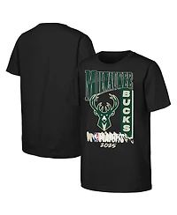 Outerstuff Big Boys and Girls Black Milwaukee Bucks 2025 Nba Playoffs Hype T-Shirt