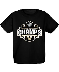 Blue 84 Big Boys and Girls Black Vanderbilt Commodores 2025 Sec Baseball Conference Tournament Champions Locker Room T-Shirt