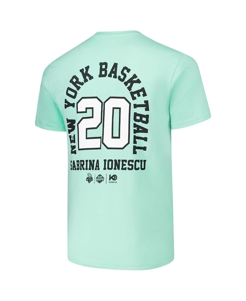 Kur8ted Men's and Women's Sabrina Ionescu Mint New York Liberty Player Id Arch T-Shirt