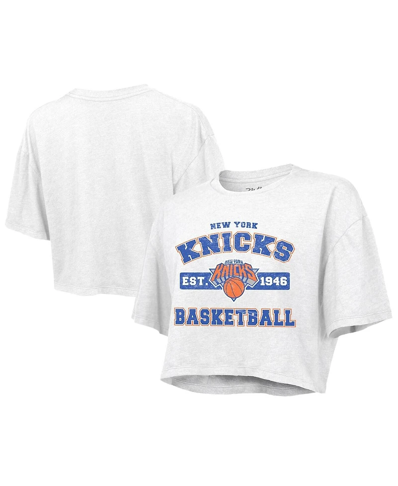 Majestic Women's White New York Knicks Boxy Crop Top