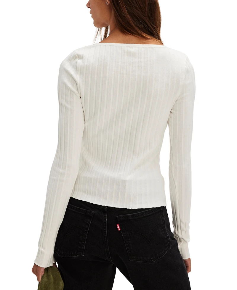 Free People Women's Button-Front Long-Sleeve Top