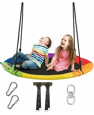 Gymax 40'' 770 lbs Flying Saucer Tree Swing Kids Gift w/ 2 Tree Hanging Straps