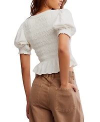 Free People Women's Cotton Puff-Sleeve Peplum Top