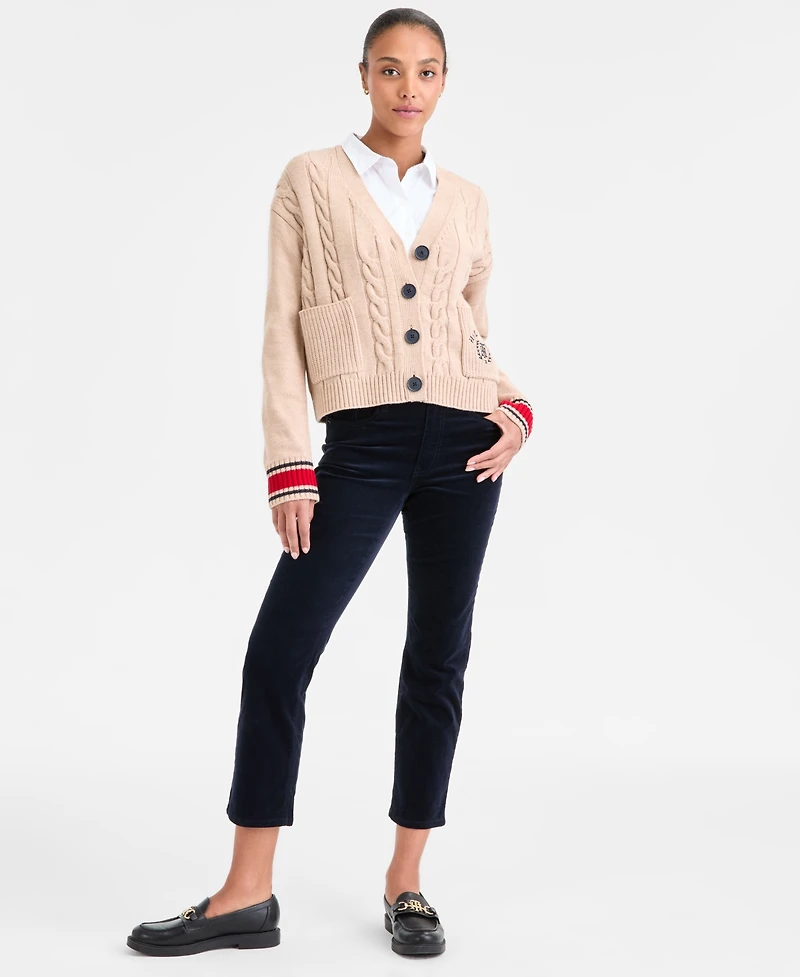 Tommy Hilfiger Women's Cable-Knit Varsity Cardigan