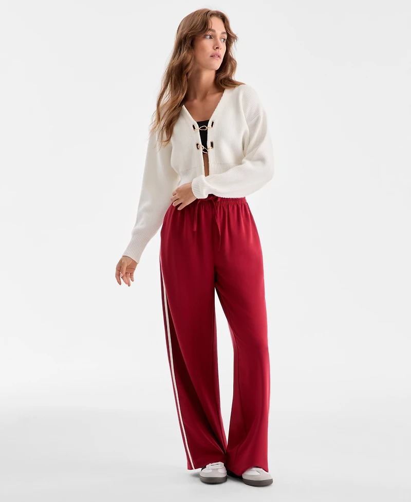 Bar Iii Women's High-Rise Side-Stripe Track Pants, Macy's Exclusive