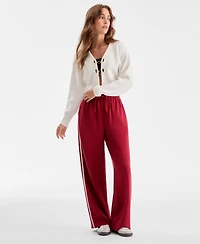 Bar Iii Women's High-Rise Side-Stripe Track Pants, Macy's Exclusive