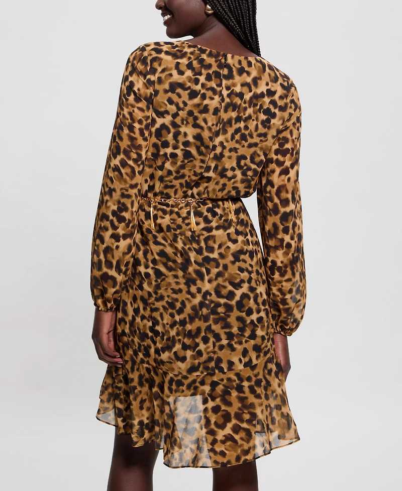 Guess Women's Kaleen Printed Chiffon A-Line Dress