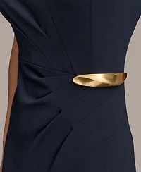 Donna Karan New York Women's Sleeveless Jewel Neck Sheath Dress With Hardware Detail