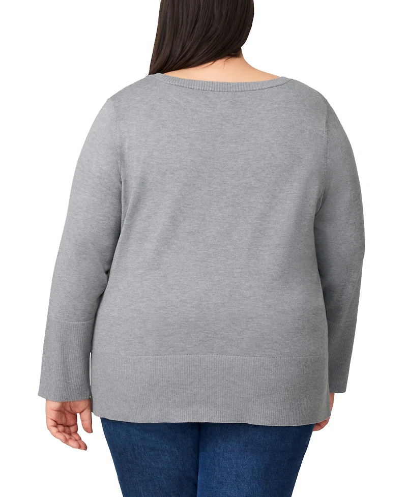 Melissa Paige Plus Size Side-Button Tunic Sweater