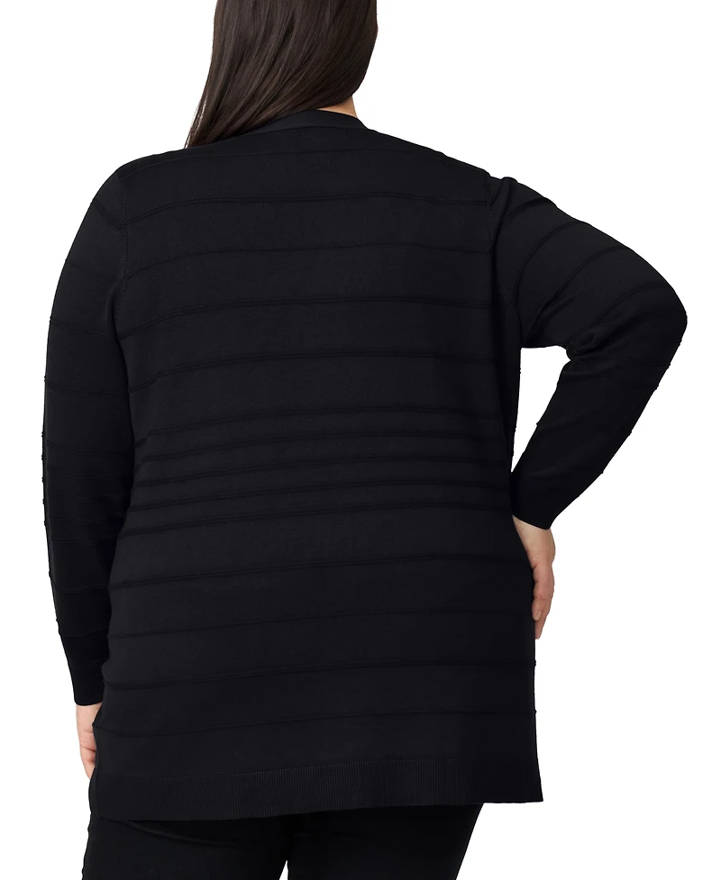 Melissa Paige Plus Size Textured Stripe Cardigan Sweater