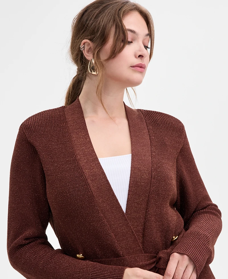 I.n.c. International Concepts Plus Metallic Double-Breasted Cardigan, Created for Macy's