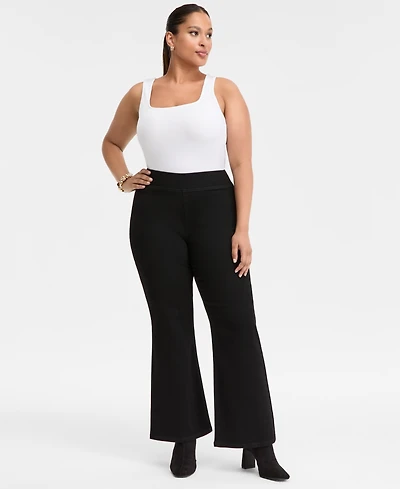 I.n.c. International Concepts Plus High-Rise Pull-On Flared Jeans, Macy's Exclusive