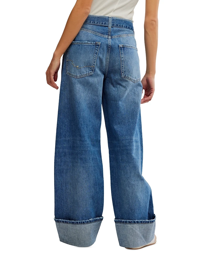 Free People Women's East Bay High-Rise Cuffed Cotton Jeans