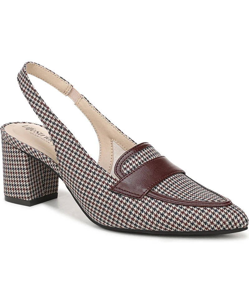 LifeStride Women's Angel Pointed Toe Block Heel Slingback Pumps