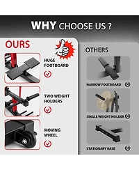 Mikolo Adjustable Seated Calf Raise Machine - Home Gym Leg Trainer with Band Pegs & Weight Plate Loading Red)