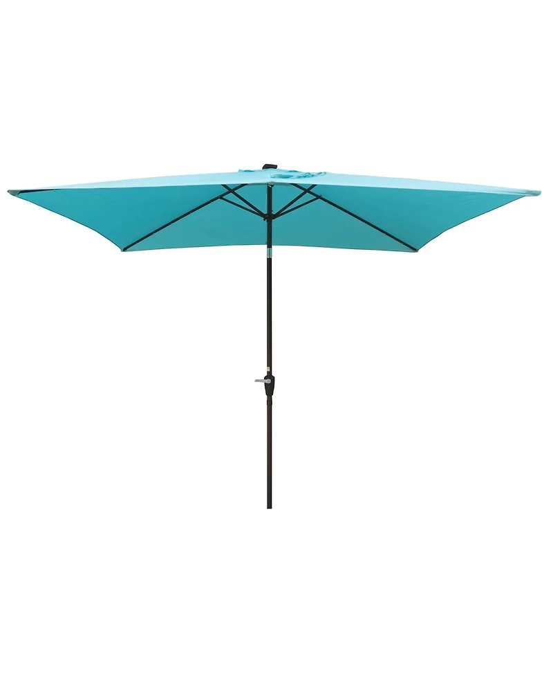 10 x 6.5t Rectangular Patio Solar Led Lighted Outdoor Umbrellas with Crank and Push Button Tilt