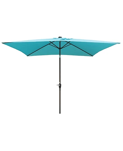 10 x 6.5t Rectangular Patio Solar Led Lighted Outdoor Umbrellas with Crank and Push Button Tilt