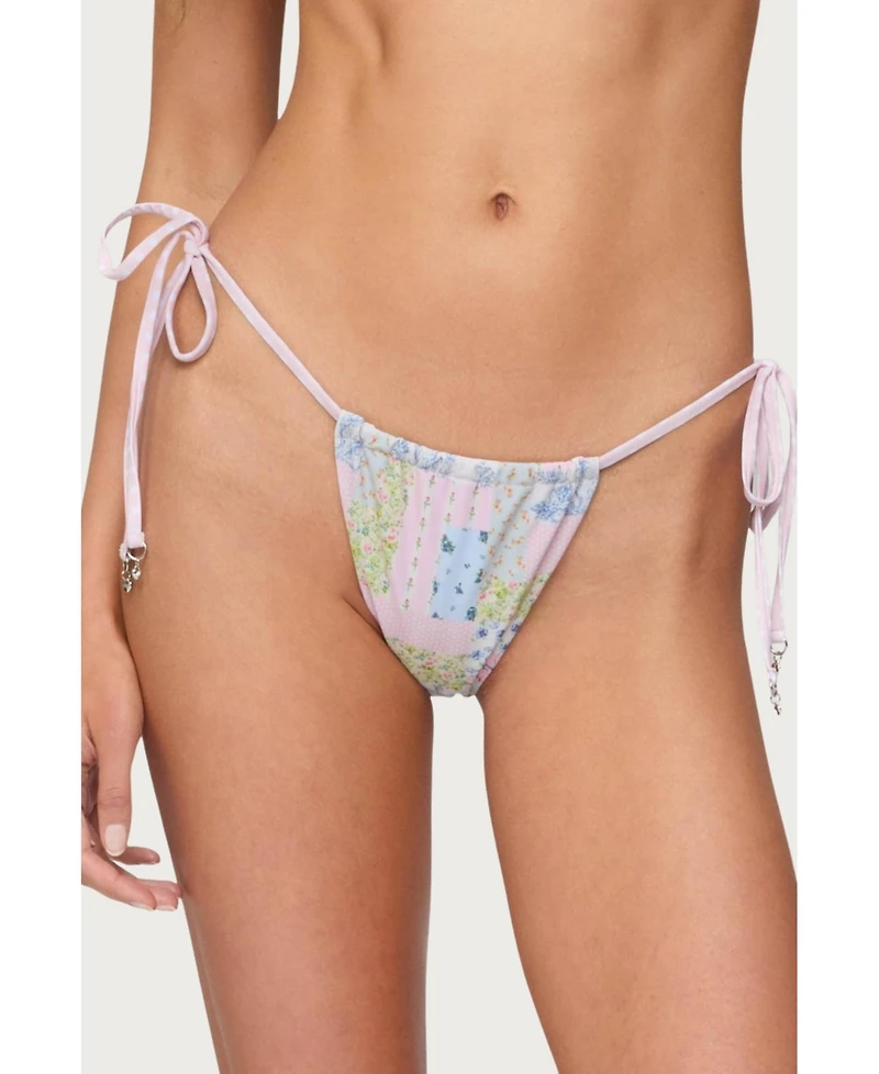 Edikted Women's Patchwork String Bikini Bottom