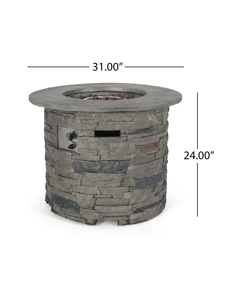 Outdoor 32" Round MgO Propane Fire Pit, Grey Top