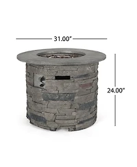 Outdoor 32" Round MgO Propane Fire Pit, Grey Top