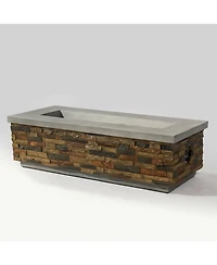 Flynama 60in Concrete Fire Pit Table with Stone Looks Propane Gas Fire Pit Table