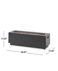 Flynama 40" Outdoor 50,000 Btu Rectangular Iron Propane Fire Pit, Dark Grey (Tank Cover not Included)