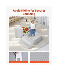 Slickblue 5 Piece Foam Climbing Blocks Set with Ball Pit for Toddlers Indoor Play Gym