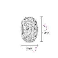 Bling Jewelry Sparkling Dome Crystal Bead Charm Rose Gold Plated Silver European Bracelet