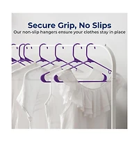 SereneLife 10 Pcs. Plastic Hangers - Non-Slip, Sturdy, and Heavy Duty Coat Set with 360° Swivel Hook for Clothes (Purple)