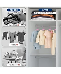 SereneLife 40 Pcs. Non-Slip Plastic Kids Hangers - Durable and Space-Saving Closet Organizers for Infants, Toddlers, and Kids' Clothing (Pink)