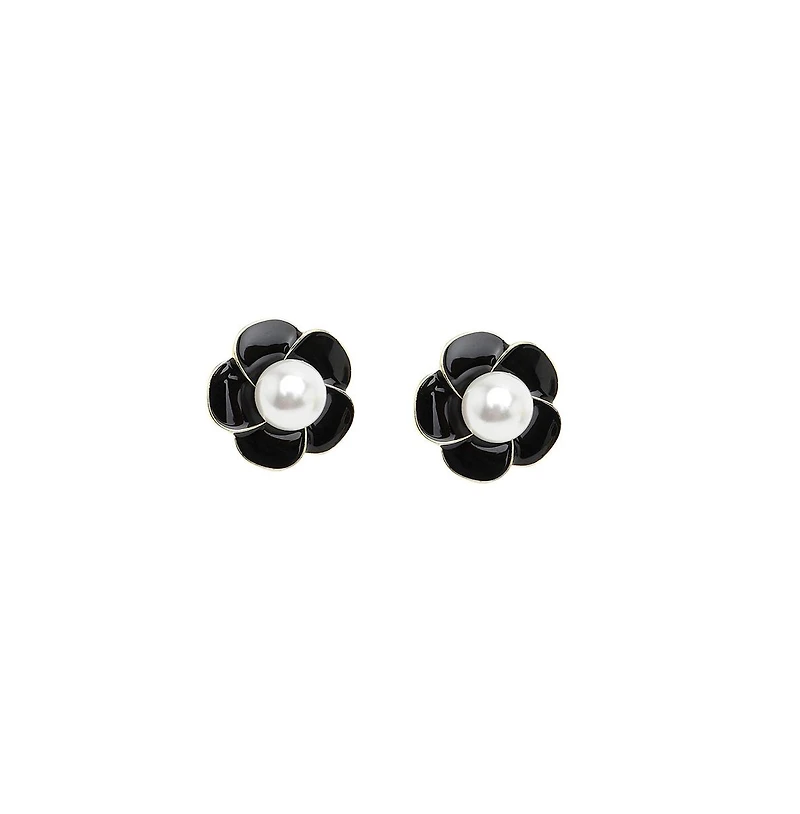 Sohi Women's Pink Snowball Flower Stud Earrings