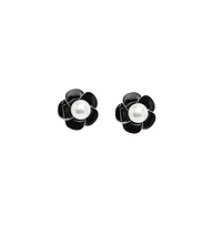 Sohi Women's Pink Snowball Flower Stud Earrings