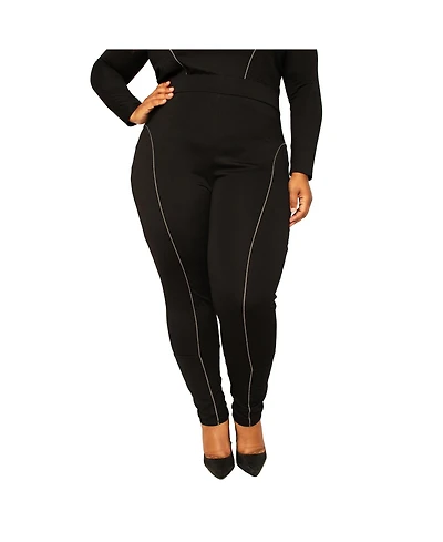 Poetic Justice Plus High Rise Ponte Moto Style Leggings