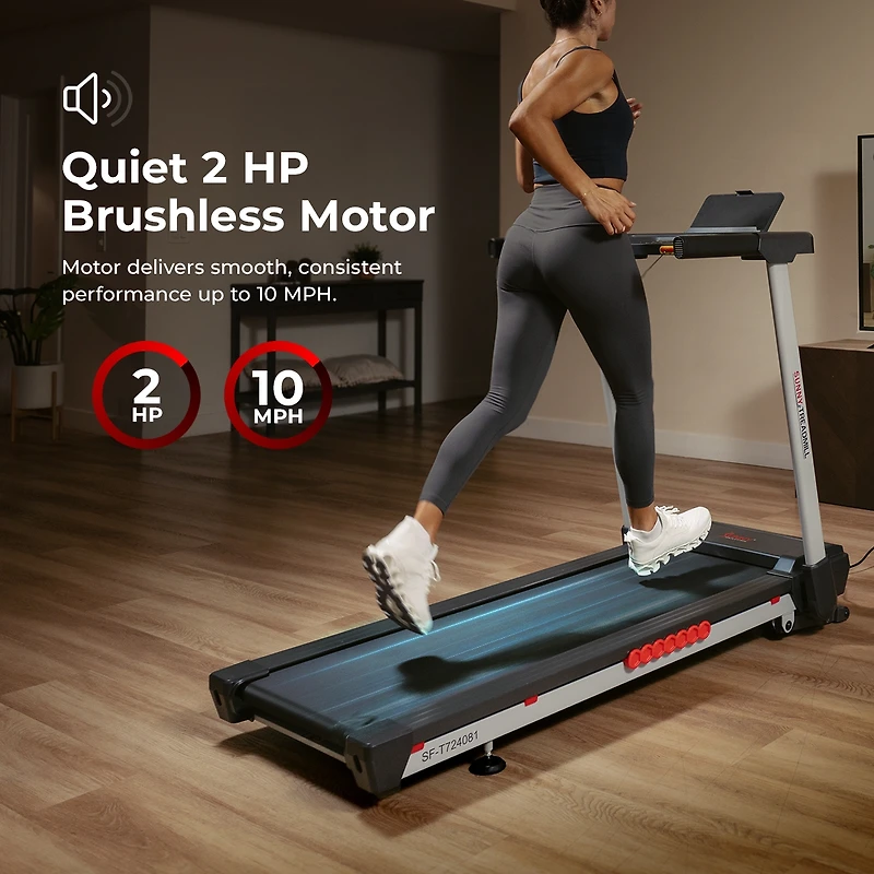 Sunny Health & Fitness Pace 500 Smart Wi-Fi Treadmill with 12-Level Auto Incline, Foldable Design
