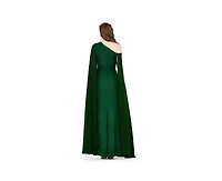 Amri Women's Asymmetric Hand Embellished Cape Sleeve Gown