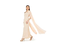 Amri Women's Strapless Column Dress With Detachable Cropped Cape Jacket