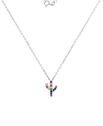 Cubic Zirconia Multicolor Cactus 18" Pendant Necklace