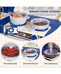 Slickblue Kids Kitchen Playset with 74 Piece Pretend Cooking Accessories for Role Play Fun