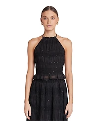 endless rose Women's Chiffon Gathered Sequins Halter Top
