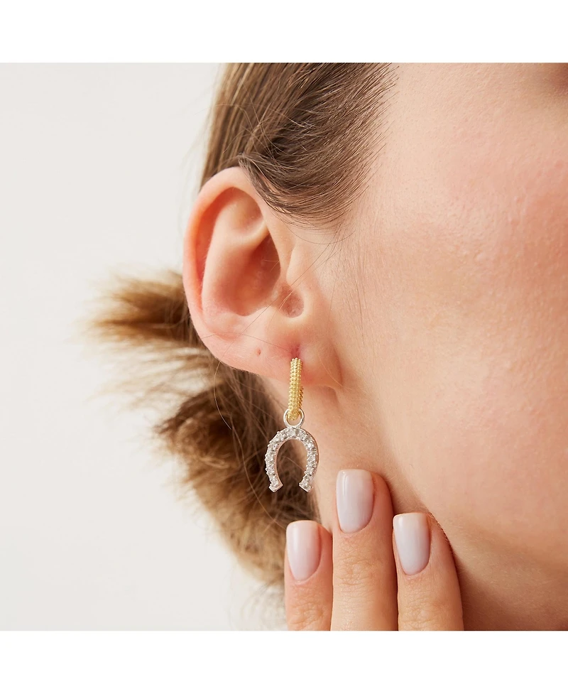 Spero London Gold Vermeil Hoop Sterling Silver Horseshoe Equestrian Earrings