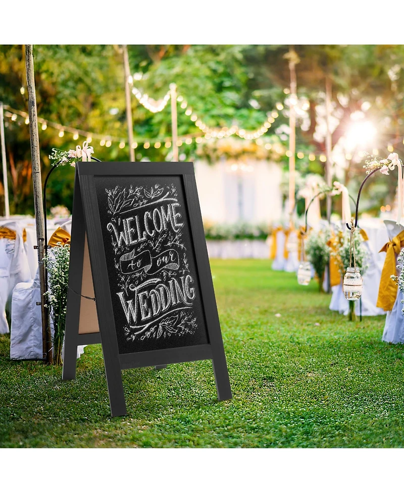 Casafield 40" x 20" A Frame Chalkboard Sign, Rustic Brown Double-Sided Magnetic Wooden Menu Board for Cafes, Sandwich Shops, Sidewalks, and