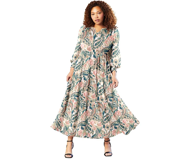 June + Vie Women's Tiered Maxi Dress