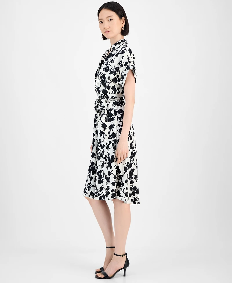 Robbie Bee Women's Printed Faux-Wrap Midi Dress