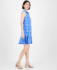 Robbie Bee Women's Spread-Collar A-Line Sleeveless Dress