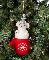 Holiday Lane Tiny Tidings Felted Mitten Mouse Ornament, Macy's Exclusive
