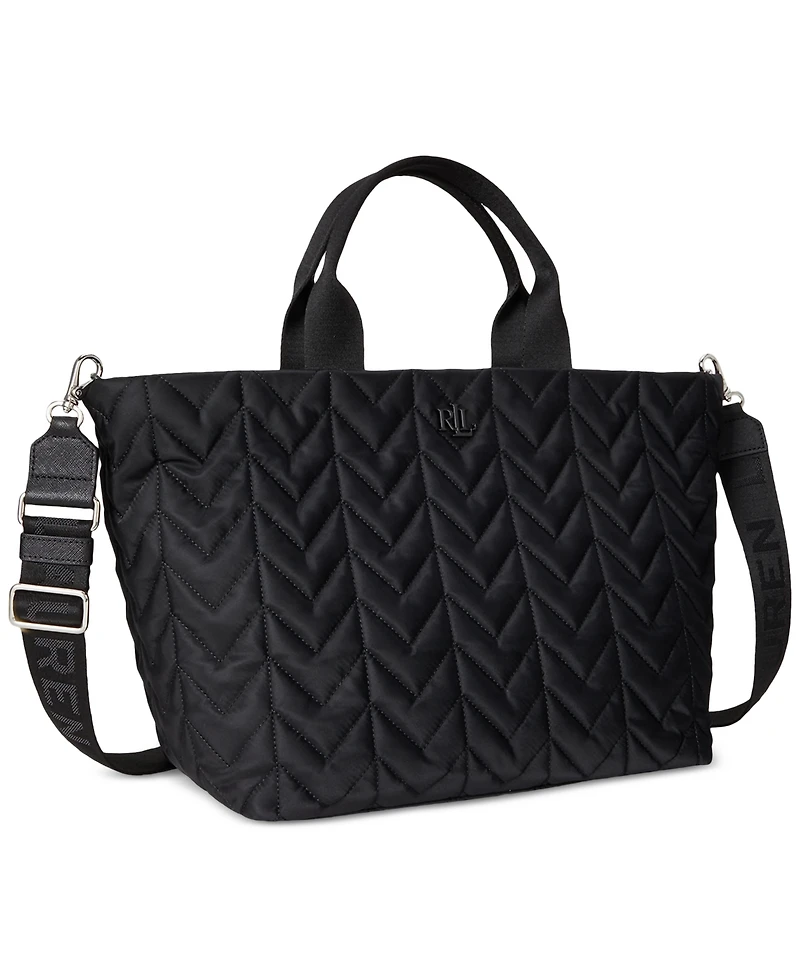 Lauren Ralph Quilted Extra Large Stevie Zip Tote Bag