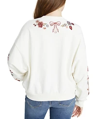 Driftwood Women's Bows & Roses Cotton Embroidered Sweatshirt