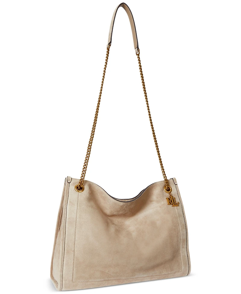 Lauren Ralph Bradley Large Suede Shopper Tote Bag